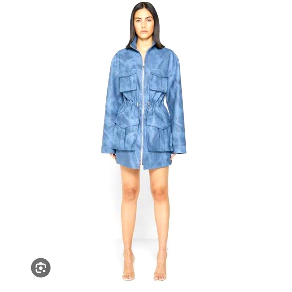 Maniere de Voir Faux Leather Denim Effect Jacket